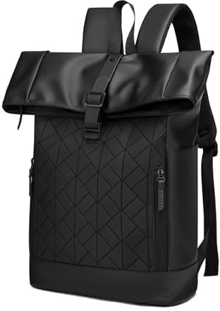 Herrryggsäck med Argyle-design, stor kapacitet, pendling, fritid, resor, 15,6 tum, datorväska, vandringsryggsäck(Black 01)