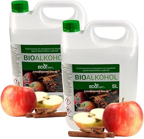 10 Liter Bioethanol mit Apfel-Zimt Duft (2 x 5L Kanister) | Biobrennstoff für Bioethanol-Kamine, für Ethanol-Kamin, Tischkamin Indoor/Outdoor – Rauchfrei & sauber – von Bioetanol AEG BP-CJ-10L