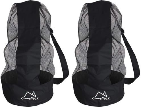 CampTeck U7081 Bolso Red Balones Saco Futbol Bolsa Pelotas Poliéster con Correa Hombro (12-15 Bolas) - Negro (Paquete de 2)