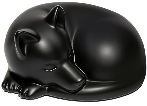 Urne pour Chien, Urne Funéraire et Souvenir pour Animal de Compagnie | Boîte en Forme de Chien Endormi pour Garder les Cendres, Mesurant 20 x 17 x 12 cm, sa capacité est d'environ 1.4 L, En résine