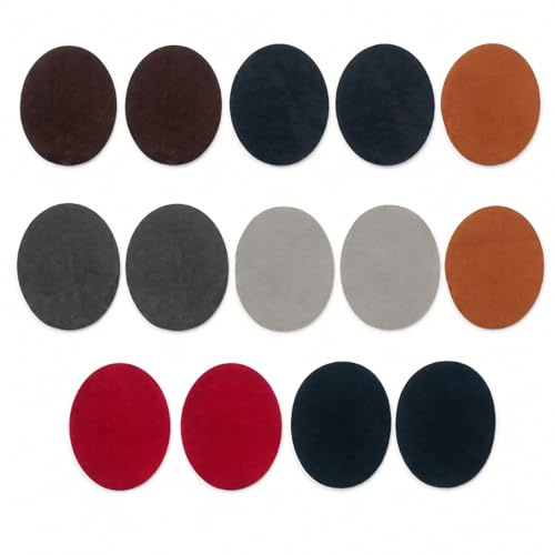 14PCS Iron on Patches for Clothing 11x14cm Faux Suede Oval Fabric Repair Tape Iron on Patch Elbow Patches for Wool Jumpers Coat Down Jacket Jeans Bags 7 Colors