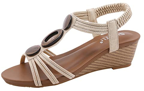 Scarpe Donna Estive con Zeppa Estive Neri Comoda Sandali per donna Sandali da Toe T Strap Bohemia Scarpe da spiaggia con Zeppa Sandalo Elegante Taglia 40