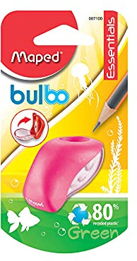 Maped - Anspitzer BULBO für 1 Stiftgröße inkl. Auffangbehälter mit Scharnieröffnung - zu 80% aus recyceltem Kunststoff hergestellt - ideal für das Etui