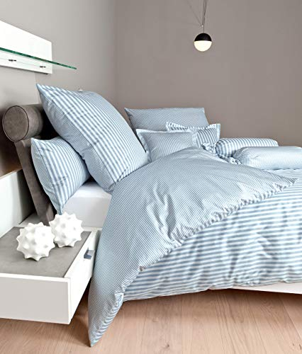 Janine 3912 Mako Seidensatin Wendebettwäsche modernclassic 135x200 cm + 80x80 cm perlblau