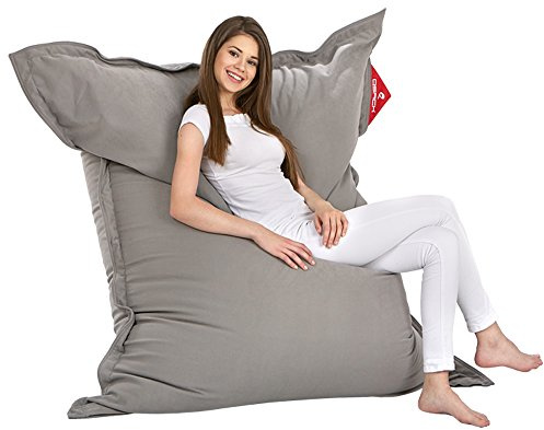 QSack Saco de Asiento Indy con relleno de microperlas de calidad alemana, EPS hbcd libre, Indoor Saco de Asiento con Funda interior, 140 x 180 cm, Nuevo, gris