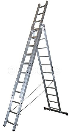 ALTIPESA Escalera Profesional de Aluminio Triple Tijera un Acceso con Tramo Extensible 3 x 11 peldaños Serie Triple