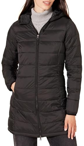 Amazon Essentials Women's Lightweight Water-Resistant Packable Hooded Puffer Coat (Available in Plus Size), Black, XX-Large