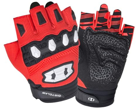 Seibertron Dirtclaw Kinder Fahrradhandschuhe Bike Gel BMX Handschuh Jungen Fahrrad Handschuhe Mädchen radhandschuhe Scooter radhandschuhe Kinder Tretroller Handschuhe Rot XS