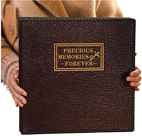 Guwheat Album Fotografico in Pelle Autoadesivo, Retro Grande Autoadesivo Fai da Te Album di Foto Tiene 3X5, 4X6, 5X7, 6X8, 8X10 Pollici Foto con Confezione Regalo, 34x32.8x4.2 CM