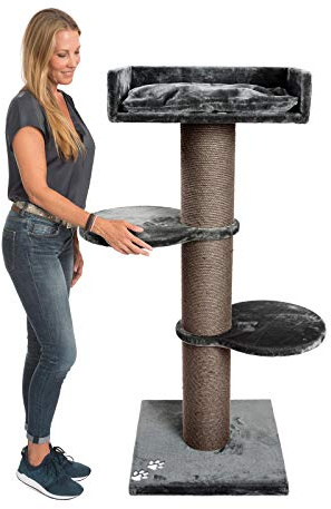 JAMAXX Premium 155cm XXL Kratzbaum für große schwere Katzen 20cm extra-starker Stamm, 4cm Starke Bodenplatte, extra-Dickes Kuschel-Plüsch, Kletterbaum Katzenbaum Dunkel-grau