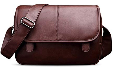 FANDARE Nuevo Bolsos Bandolera PU para Hombre Bolso de Negocios Bolsa de Mensajero Bolsos Cruzados Bolsos para Hombre Mensajero Impermeable Deportes Trabajo Viajes Maletines Messenger Bag Marrón