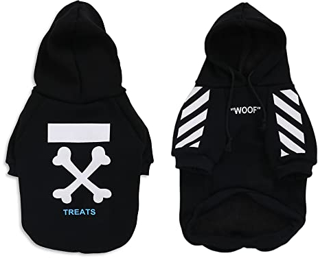 Hundemantel für kleine Hunde, Mode Hoodie, Hund Wintermantel, Hundejacke Geeignet für Schnauzer, Corgi, Französische Bulldogge, Teddy usw Schwarz S