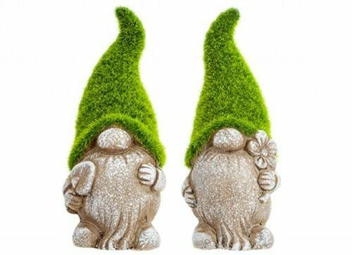 PMS 18cm Flock Grass Garden Gonk Gnome Ceramic Outdoor Ornament Statue Decoration