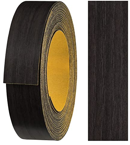 haggiy Melaminkanten-Band selbstklebend 18mm x 5m I Kantenband I Möbelkantenband I Sicherer Halt ohne Bügeln I Kantenumleimer I Furnier für Regalbretter/Holzplatten (Wenge)