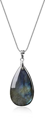 COAI Geschenkideen Damen 925s Kristall Halskette Träne der Engel Anhänger aus Labradorit