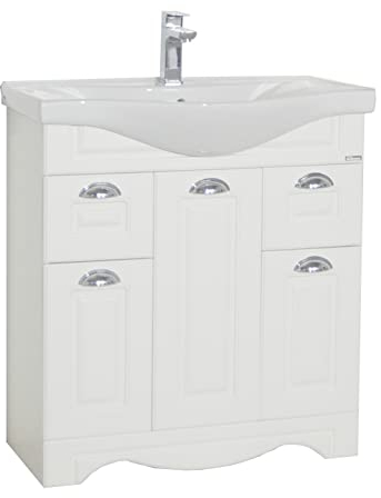 VCM 2-TLG. Waschplatz | Waschtisch Unterschrank 75 cm | Badmöbel Set mit Waschbecken | Landhaus STYL | praktische Schubladen | Komplett Casalo XL