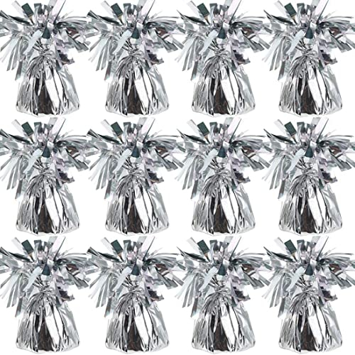 12 Stück Ballongewichte für Heliumballons Luftballons, Folie Ballon Beschwerer Ballongewicht für Hochzeit Geburtstag Party Ballons Dekoration (silber)
