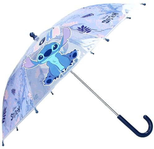 Bastone Ombrello | Disney Stitch | blu e trasparente | Per Bambini