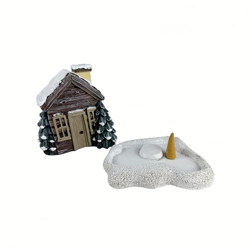 Lovely Log Cabin Incense Burner, Mini Snowy Winter Chimney Cottage Ash Catcher, Yoga Accessories Meditation Accessories, Home Chimney Decorations