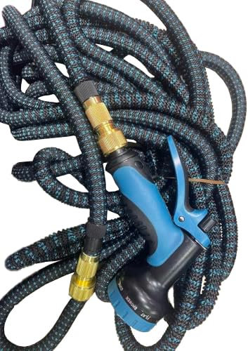 Tiskgg Flexibler Gartenschlauch, 15m, 10 Funktionsdüsen, Hochwertiger auslaufsicherer Wasserschlauch, 3/4 Zoll & 1/2 Zoll Stecker, Ideal für Gartenbewässerung, Autowäsche & Haustierreinigung