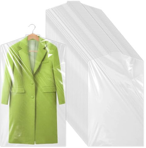 100 Stück Kleidersäcke Transparent 60x100cm, Einweg Kleiderschutzhüllen, Anzugtasche für Anzüge, Hemden, Sakkos, Kleidung & Trockenreinigung, Kleiderschutz Hängend