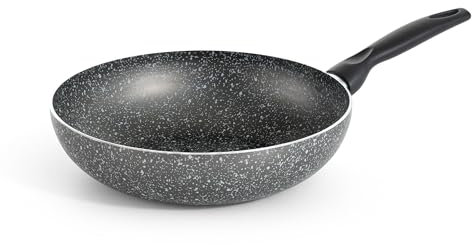 RollitPop Wok Padella Antiaderente Ø 28cm in Alluminio, Made in Italy, Facile da Pulire, qualità Superiore e Antiaderenza Perfetta, Leggera ed Ergonomica, No Induzione (Ø 28cm)