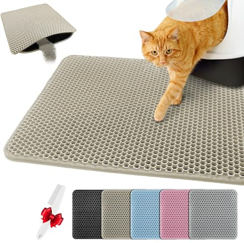 Blissstorm Katzenklo Matte 30X30cm, Doppelschicht EVA Katzenstreumatte Wasserundurchlässig - Geruchsneutral mit Anti-Rutsch Katzenmatte, Einfache Reinigung katzenklomatte für Alle Katzen