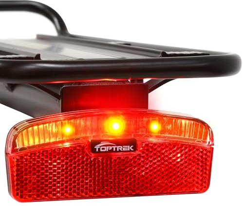 toptrek Fahrrad Rücklicht Dynamo und E-Bike, StVZO Zugelassen Rücklicht Fahrrad Gepäckträger mit Reflektor, LED Rücklicht Fahrrad Dynamo mit 8cm Lochabstand, IPX4 Wasserdicht Fahrradlicht Hinten
