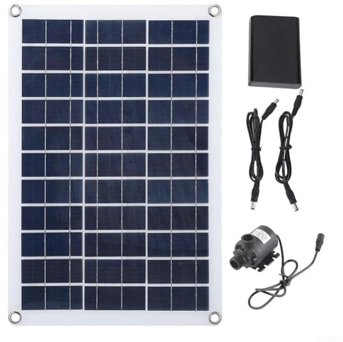 YobiLife Bomba de agua del panel solar 18W fijada con la caja de la batería y salida USB diseñada para la captura de energía confiable y las tareas de bombeo de agua