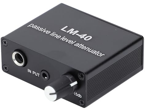 SIXRUN Passiv Dämpare för Mikrofon, 40dB Till -15dB Justerbar Volymkontroll | Aluminiumhölje, 6,5 Mm och 3,5 Mm In-/utgångsportar, för Studioinspelning och Livestreaming