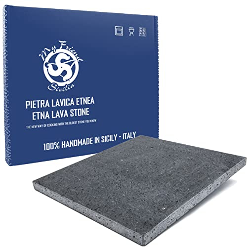 Lavastein vom Ätna, poliert, für Grill, 39 x 35 x 2 cm, ideal für Fleisch und Fisch