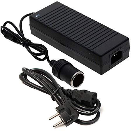 O49C 180W Spannungswandler KFZ Netzadapter 230V AC auf 12V DC Konverter mit Zigarettenanzünderbuchse – 15A Auto Adapter für GPS Kompressoren, Kühlschränke – Sicherheitszertifiziert, EU-Steckdose