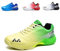 BLBK Badmintonschuhe, Squashschuhe, Hallenschuhe für Verschiedene Bodenbeläge, bequemer und Fester Griff/Unisex-Volleyballschuhe,Gelber Farbverlauf Grün 45