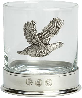 Verre à whisky monté en étain de 355 ml avec un emblème perdrix / grouse. Livré dans une boîte de présentation de 1 ou 2 verres (1)