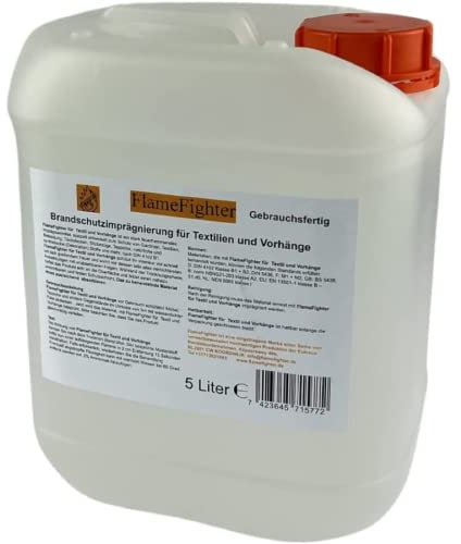 FlameFighter – 5 litri di impregnazione antincendio per tessuti e tende – Antincendio – Test di propagazione antincendio superato – Classe 1 – DIN 4102 B1