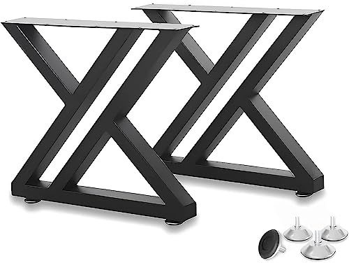 Fayelong Lot de 2 pieds de table en acier cadre en X 70 cm x 50 cm - Pieds de meuble robustes pour table à manger, banc, bureau d’ordinateur, table basse, bricolage, style industriel