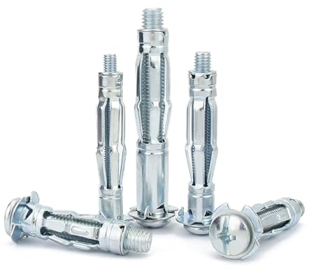 Lakada 30Stück Hohlraumdübel Hohlraum Metalldübel M6 x 65 mm Metall Verzinkt Dübel Hohlwanddübel Spreizdübel für Befestigungen in Gipskartonplatten