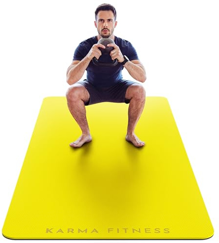 Grande tappetino per esercizi, extra largo e extra spesso (183 cm x 80 cm x 10 mm), tappetino fitness in TPE con cinghie per il trasporto, perfetto per allenamenti HiiT a casa e pilates – Forte e