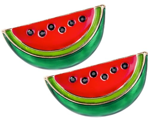 AOKWAWALIY 2 Pièces Broche Pastèque Broche Pastèque En Métal Broche De Fruit De Dessin Animé Broche En Émail Mignonne Broche Pastèque Broche Pour Vêtements Sacs Chapeaux