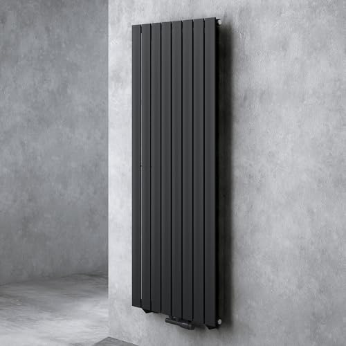 doporro Radiateur pour Chauffage Central 160x61cm Radiateur à Eau Chaude Panneau Monocouche Design Vertical Noir-Gris