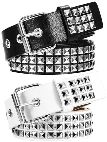 VIDSTW Ceinture Femme Cuir 2 Pièces Ceinture y2k Riveted Belt Punk | Accessoires de Mode Accessoires Gothique Réglable Rock Studded Belt Cuir Artificiel pour Jeans Rockwear Femme/Homme