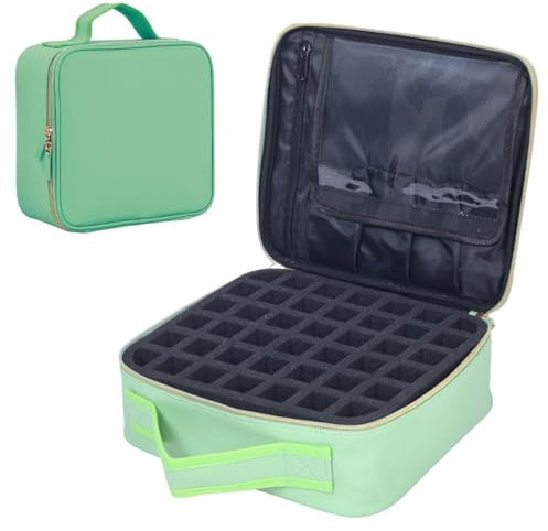 YAHOURWAT Nail Polish Organizer Case Hold 42 Bottles(15 ml/0.51 floz),Green