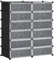 HOMCOM Schuhschrank mit 12 Fächern modulares Regal für 12 Paar Schuhe DIY Steckregal Schuhaufbewahrung für Flur Schwarz 49 x 37 x 108 cm