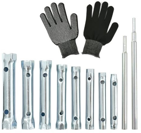 BATINO 10Pcs Dual-Ended Shower Valve Socket Wrench Set Faucet Nut Removal Tool for Removing Tub & Shower Valve Plumbers Socket Set Compatible Extended Spark Plug Wrench 6-22mm