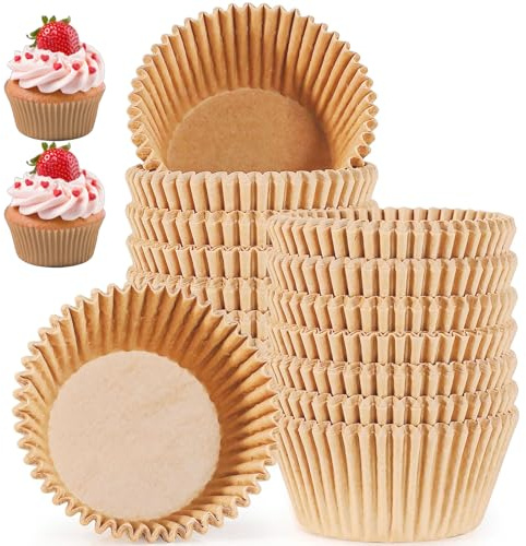 100 stycken Muffinsformar papper, cupcake-formar, muffins pappersformar, lämpliga för bakning, desserter, födelsedagar, halloween, fester, bröllop (brun)