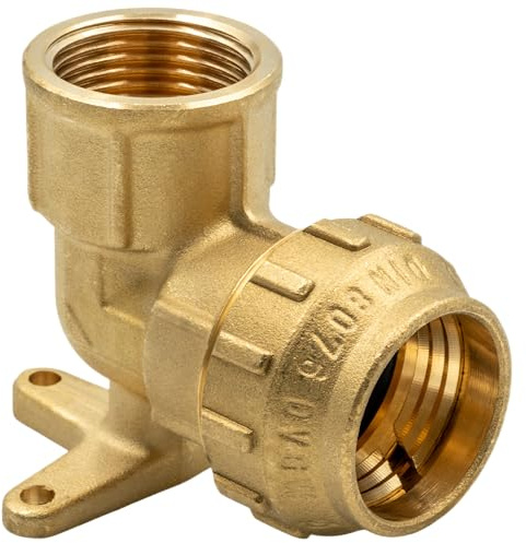 Racor de compresión con junta tórica – Ángulo de pared 90° 32 mm x 1 (pulgadas) rosca hembra – para tubo de PE – Latón – Agua potable según DVGW, apto para calefacción