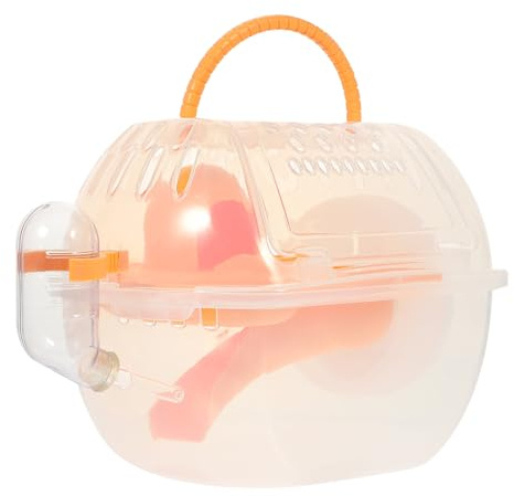 TOGEVAL Tragbarer Hamsterkäfig mit Transparentem Design aus Leichtem Kunststoff Atmungsaktiv und Ausbruchsicher als Transportable Outdoor transportbox für Kleine Nager und Hamster