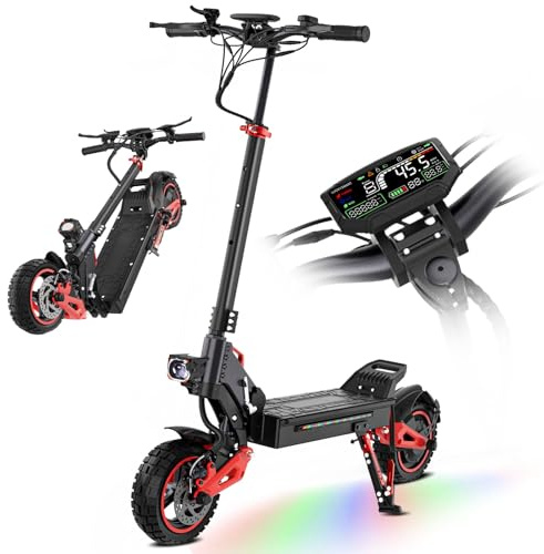 MIWEN Electric Scooters Adult,10.5'' All Terrain Tires,45-55km Range,Foldable Pure Scooters 48V 18Ah Battery, Double Braking System Shock Absorption Escooter for Adults Teens,150kg Load