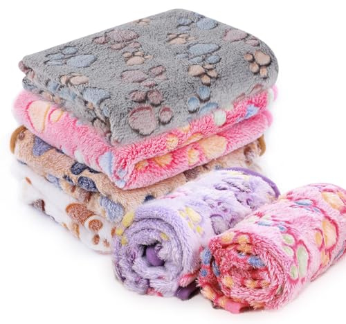 RFYTDCF Pet Blanket, 6 PCS Reusable Guinea Pig Fleece Cage Liner Bedding Washable Small Cat Blankets for Puppy Hamster Ferret Kitten (60 × 40cm)