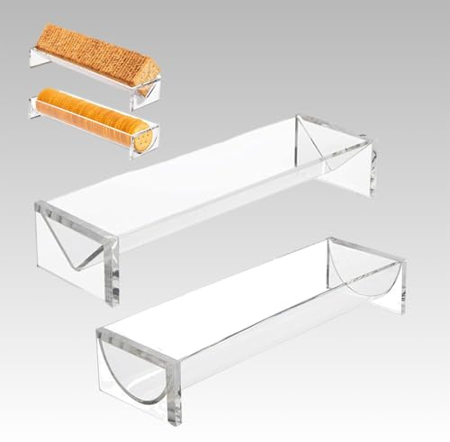 ZHQZZPHSet of 2 Clear Acrylic Cracker Trays Rectangular Serving Platters, Ideal Cracker Holder for Charcuterie, Parties & Home Food Display | Connected Cluster Design